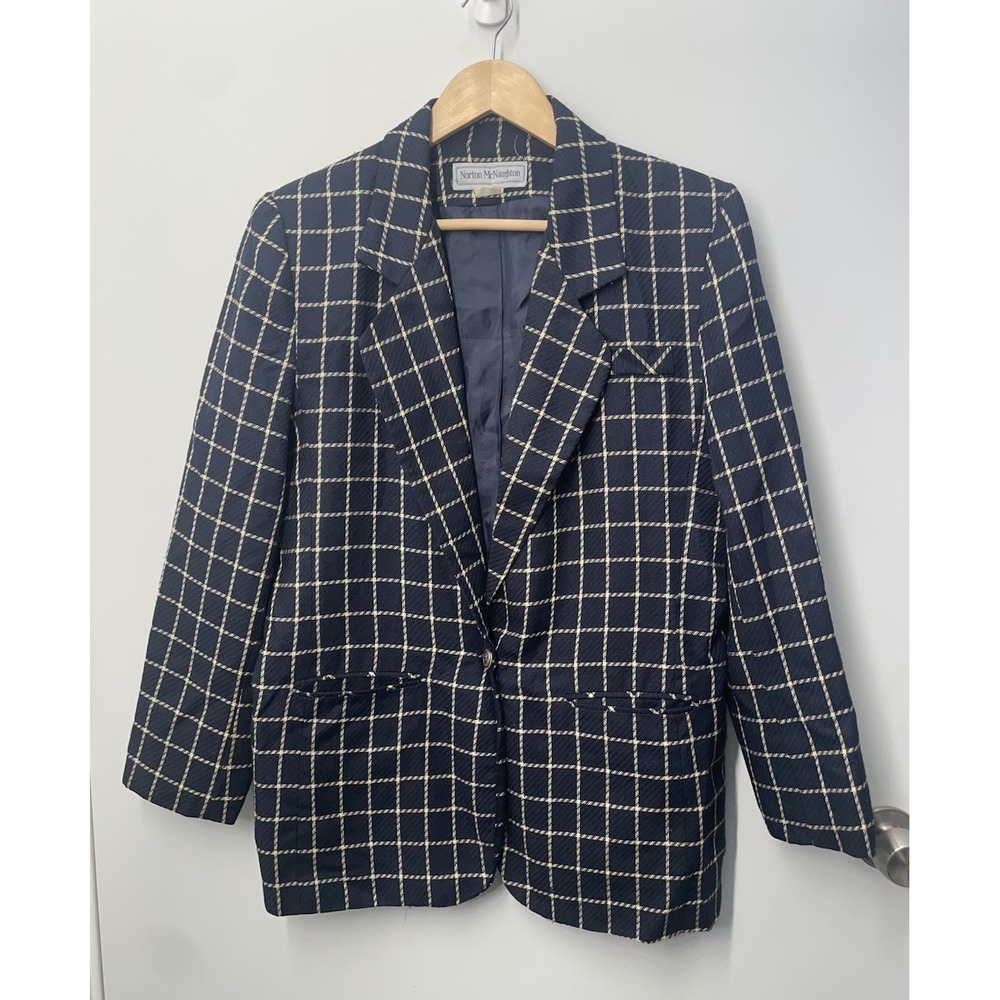 Vintage Norton McNaughton‎ Womens Blazer Size 8 Tweed Plaid 80s